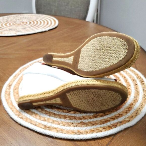 Lauren by Ralph Lauren Nella Espadrille Wedge Sandals White/Tan 9.5B - Picture 9 of 10